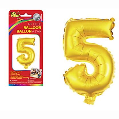 Ballon à l'air chiffre 5 or Métallique (#4205)
