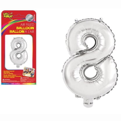 Ballon à l'air chiffre 8 argent Métallique (#4043)