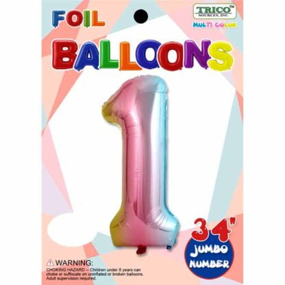 Ballon chiffre 1 Arc-en-ciel Métallique (#4462)