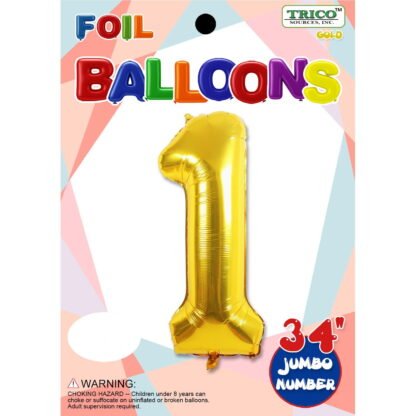 Ballon chiffre 1 Or Métallique (#4464)