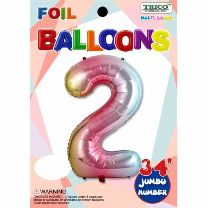 Ballon chiffre 2 Arc-en-ciel Métallique (#4467)