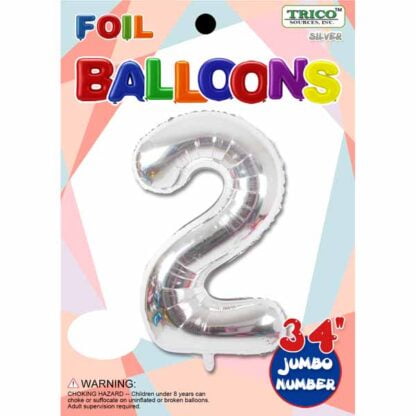 Ballon chiffre 2 Argent Métallique (#4506)