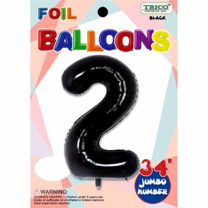 Ballon chiffre 2 Noir Métallique (#4468)