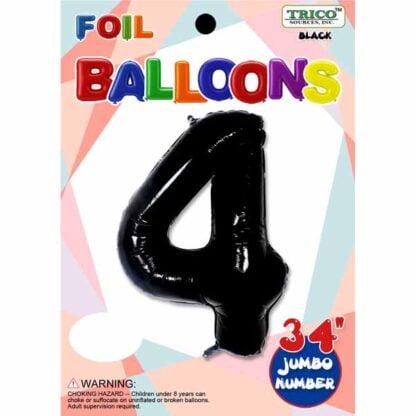 Ballon chiffre 4 Noir Métallique (#4566)