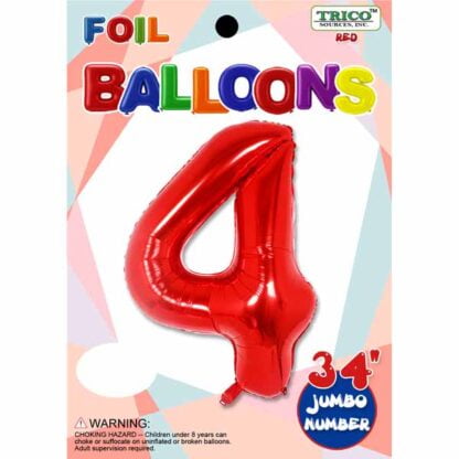 Ballon chiffre 4 Rouge Métallique (#4478)