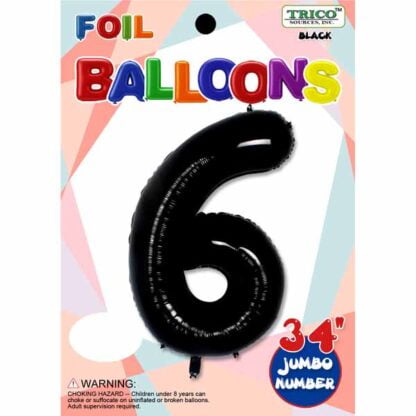 Ballon chiffre 6 Noir Métallique (#4485)