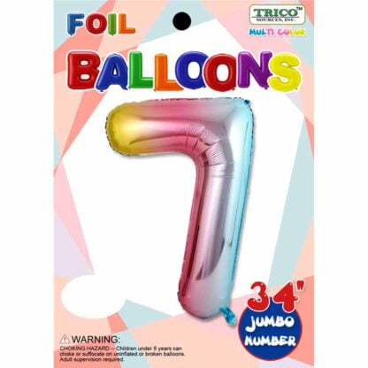 Ballon chiffre 7 Arc-en-ciel Métallique (#4489)