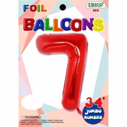 Ballon chiffre 7 Rouge Métallique (#4490)