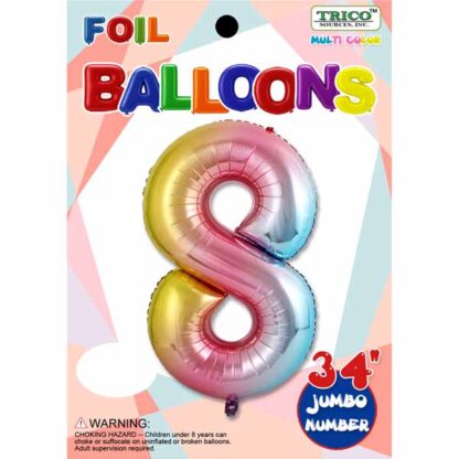 Ballon chiffre 8 Arc-en-ciel Métallique (#4493)