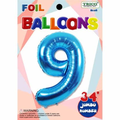 Ballon chiffre 9 Bleu Métallique (#4809)