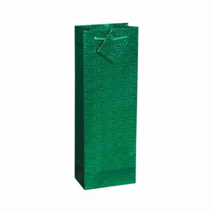 Sac cadeau à bouteille Vert holographique Papier (#4984)