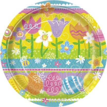 Assiettes cartons Oeufs printemps 9'' Carton Motifs de Pâques (#1302)