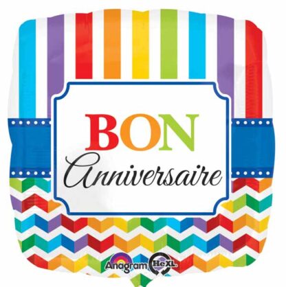 Ballon Bon anniversaire Métallique Ligné (#2707)