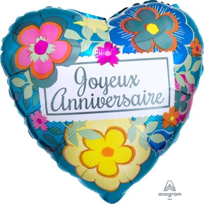 Ballon Joyeux anniversaire Métallique Fleur (#2793)