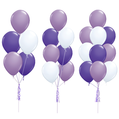 Bouquet de ballons à l'hélium Lilas, mauve et blanc