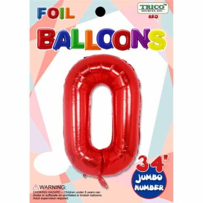 Ballon chiffre 0 Rouge Métallique (#4460)