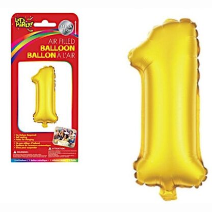 Ballon à l'air Chiffre 1 or Métallique (#4198)