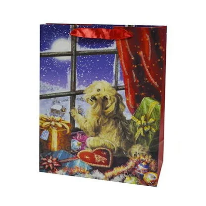 Sac cadeau, moyen Papier Chien (#5419)